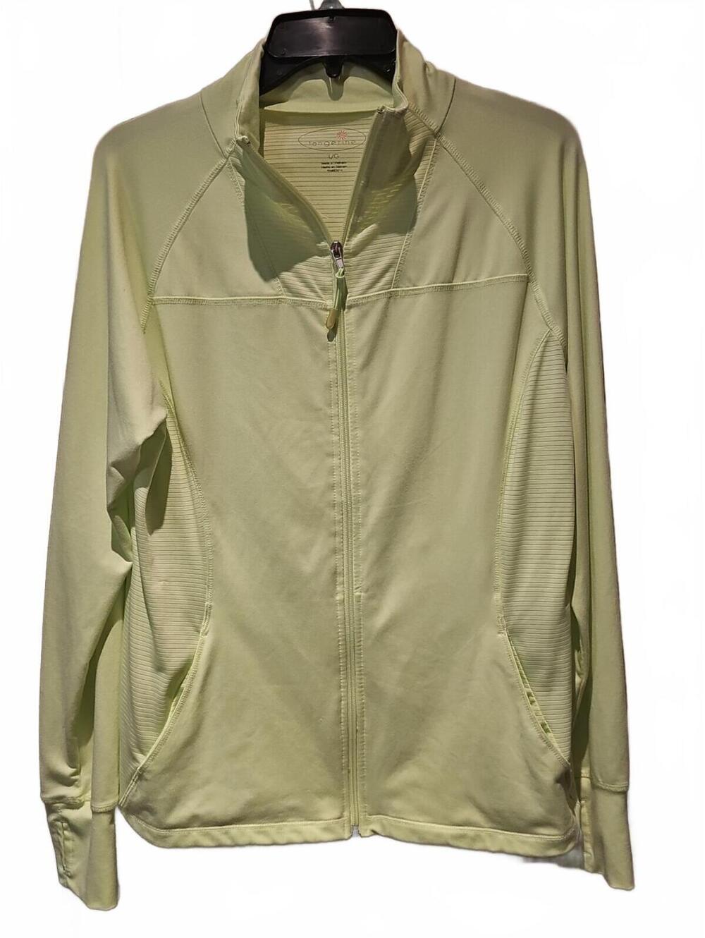 Tangerine Full Zip Yellow-Green Jacket Pockets, Ribbed Details Size Large